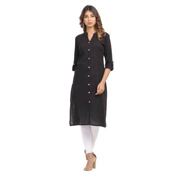 Black plain cotton cotton-kurtis 1