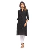 Black plain cotton cotton-kurtis