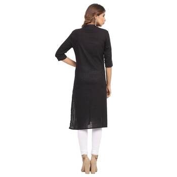 Black plain cotton cotton-kurtis 2