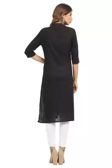Black plain cotton cotton-kurtis