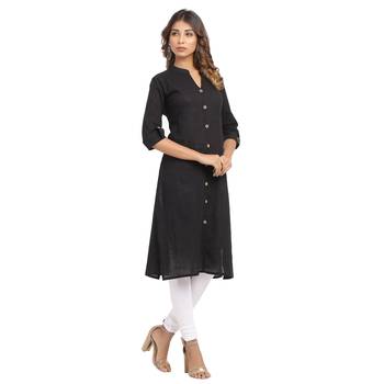 Black plain cotton cotton-kurtis 3