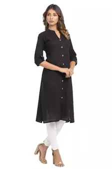 Black plain cotton cotton-kurtis