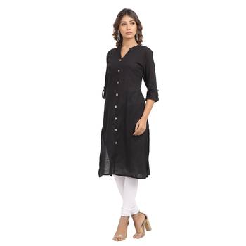 Black plain cotton cotton-kurtis 4