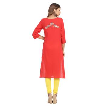 Red embroidered cotton embroidered-kurtis 2