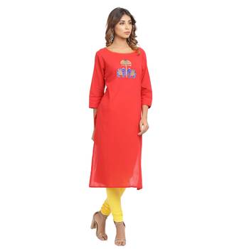 Red embroidered cotton embroidered-kurtis 3