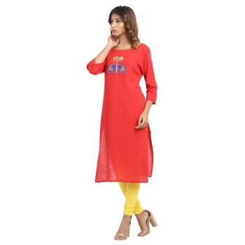 Red embroidered cotton embroidered-kurtis 4