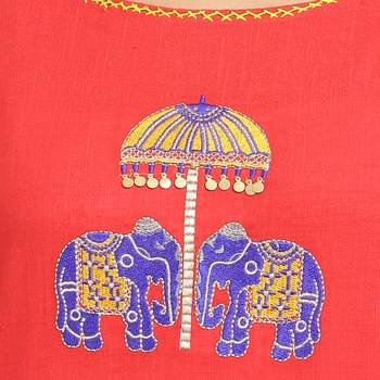 Red embroidered cotton embroidered-kurtis 5