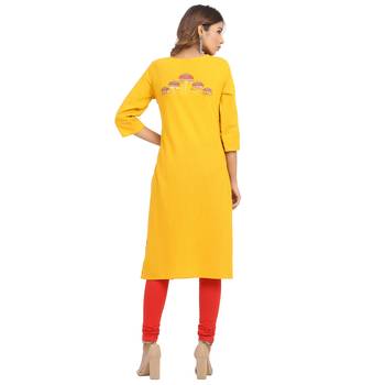 Yellow embroidered cotton embroidered-kurtis 2