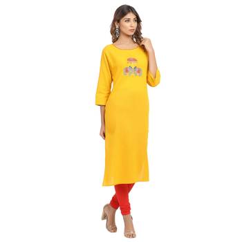 Yellow embroidered cotton embroidered-kurtis 3