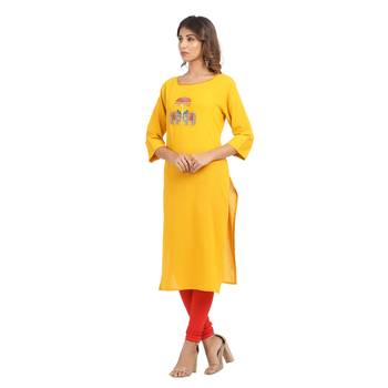 Yellow embroidered cotton embroidered-kurtis 4