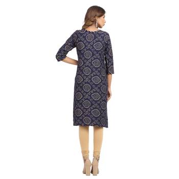 Navy-blue printed cotton cotton-kurtis 2