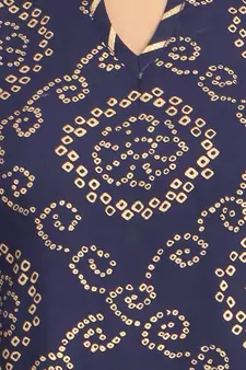 Navy-blue printed cotton cotton-kurtis