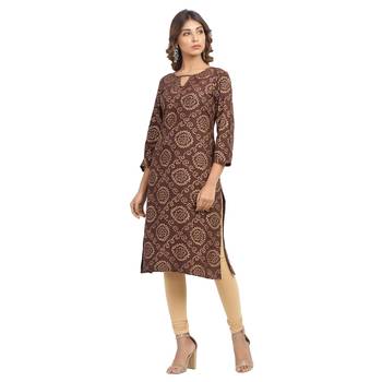 Brown printed cotton cotton-kurtis 4