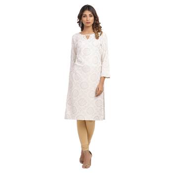 White printed cotton cotton-kurtis 1