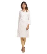 White printed cotton cotton-kurtis