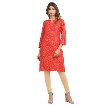 Red printed cotton cotton-kurtis 1