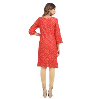 Red printed cotton cotton-kurtis 2