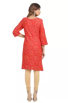 Red printed cotton cotton-kurtis
