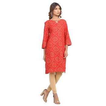 Red printed cotton cotton-kurtis 3