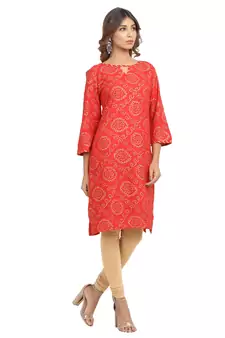 Red printed cotton cotton-kurtis