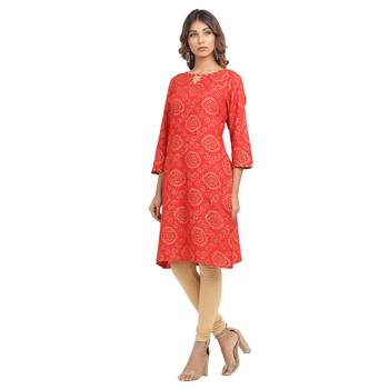 Red printed cotton cotton-kurtis 4