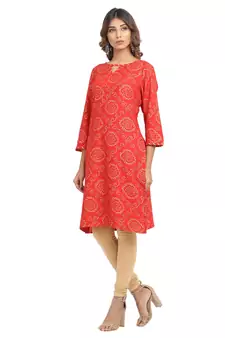 Red printed cotton cotton-kurtis