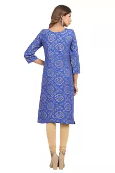 Blue printed cotton cotton-kurtis