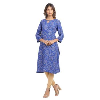Blue printed cotton cotton-kurtis 4