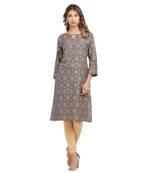 Brown printed cotton cotton-kurtis