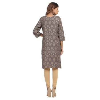 Brown printed cotton cotton-kurtis 2
