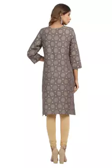 Brown printed cotton cotton-kurtis