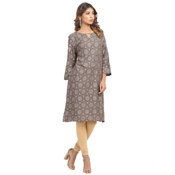 Brown printed cotton cotton-kurtis 3