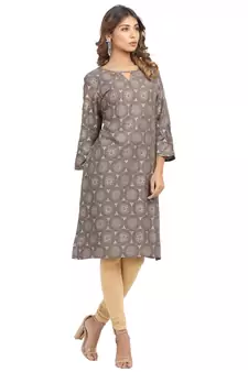 Brown printed cotton cotton-kurtis