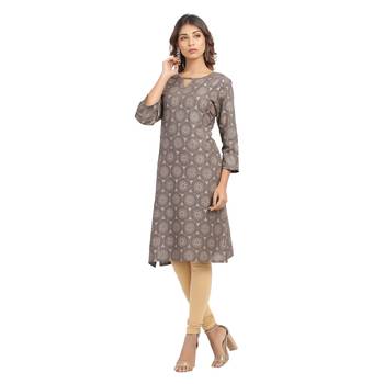 Brown printed cotton cotton-kurtis 4