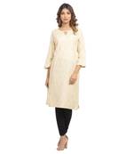 Beige printed cotton cotton-kurtis