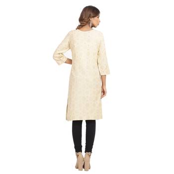 Beige printed cotton cotton-kurtis 2