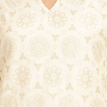 Beige printed cotton cotton-kurtis 5
