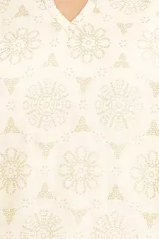 Beige printed cotton cotton-kurtis