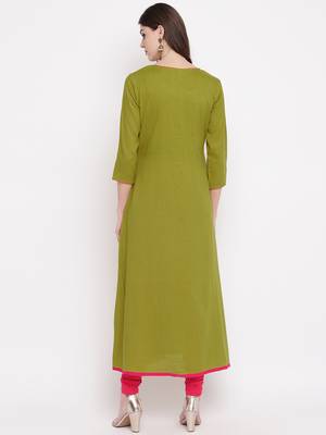 Green embroidered cotton kurtis 2