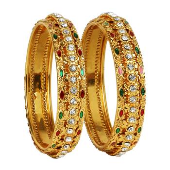 khetlazee gold plated alloy metal bangles set 1