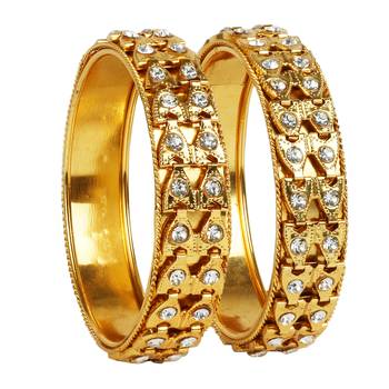 khetlazee gold plated alloy metal bangles set 1