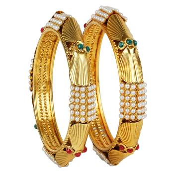 khetlazee gold plated alloy metal bangles set 1