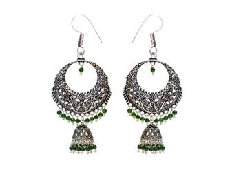 Oxidised Silver Jhumka And Chandibali Earrings 1