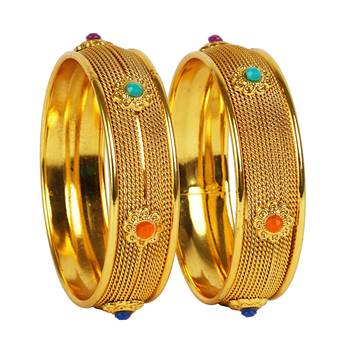 khetlazee gold plated alloy metal bangles set 1