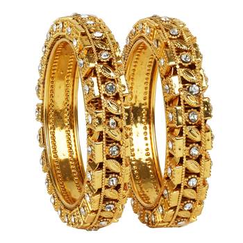 khetlazee gold plated alloy metal bangles set 1