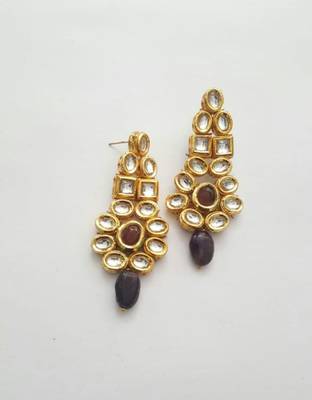 Kundan Earrings (Amethyst Stone) 1