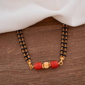 Black crystal mangalsutra MEDIUM length with GSB vati one gram gold 1
