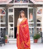 Dark red (maroon) art silk saree with zari weaves and heavy pallu