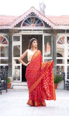 Dark red (maroon) art silk saree with zari weaves and heavy pallu 3