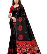 Black printed khadi saree with blouse